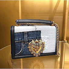 Dolce & Gabbana Medium Devotion Shoulder Bag in Patchwork Denim