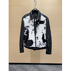 Givenchy Black & White Cowhide Leather Jacket
