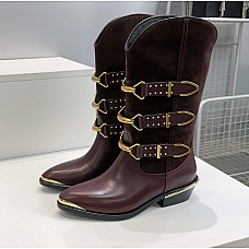 Isabel Marant Mexia Suede and Leather Cowboy Boot