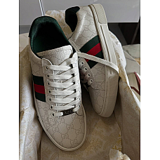Gucci Ace with Web GG Canvas Low Top Sneakers