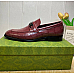 Gucci Horsebit Loafers in Burgundy Crocodile-Embossed Leather