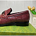 Gucci Horsebit Loafers in Burgundy Crocodile-Embossed Leather