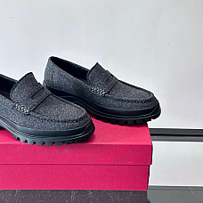 Ferragamo Felt Penny Loafer with Chunky Lugged Outsole Ferragamo Felt Penny Loafer with Chunky Lugged Outsole