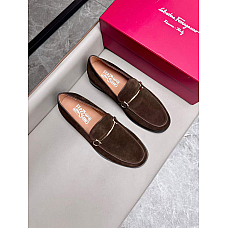 Salvatore Ferragamo Brown Suede Loafers with Gancini Bit Salvatore Ferragamo Brown Suede Loafers with Gancini Bit