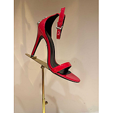 Saint Laurent Patent Leather Peep-Toe Ankle Strap Pump