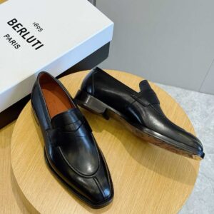 berluti leather penny loafers