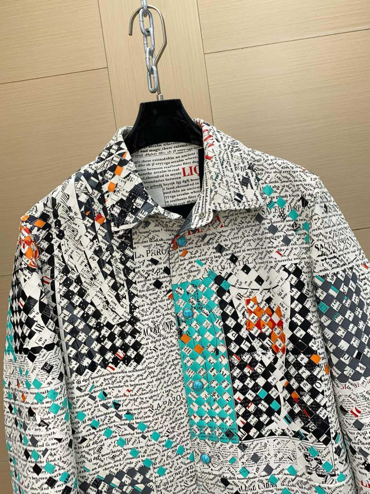 bottega veneta printed intrecciato leather shirt bottega veneta printed intrecciato leather shirt