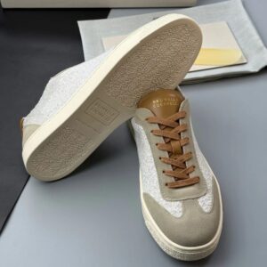 brunello cucinelli knit & suede sneakers
