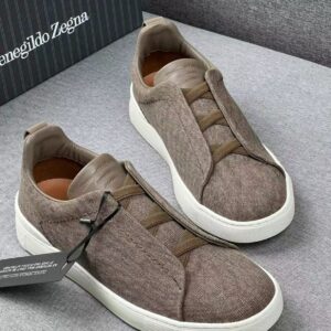 zegna triple stitch slip‑on sneakers