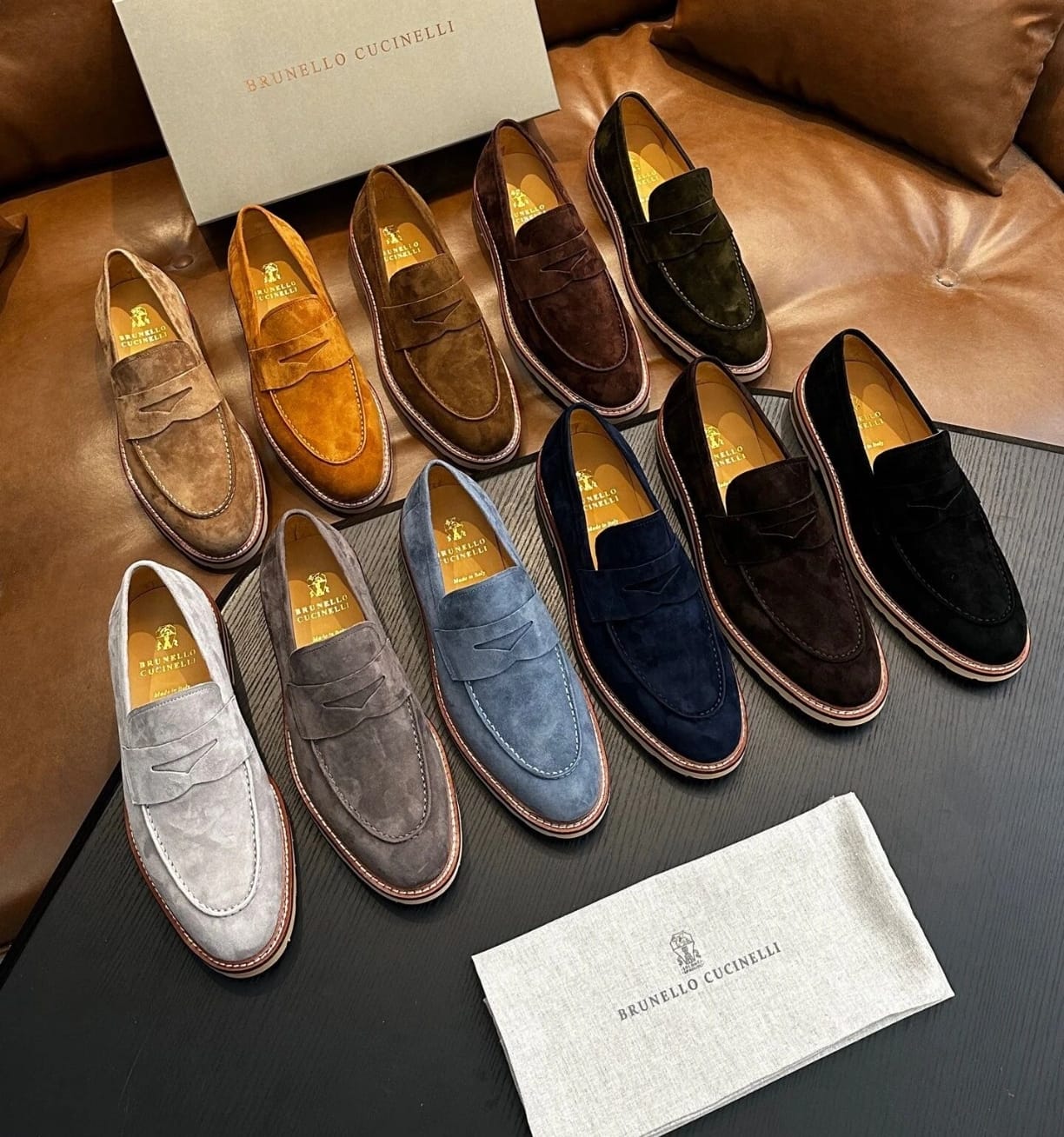 brunello cucinelli suede penny loafers brunello cucinelli suede penny loafers