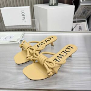 loewe beige leather knotted heel sandals