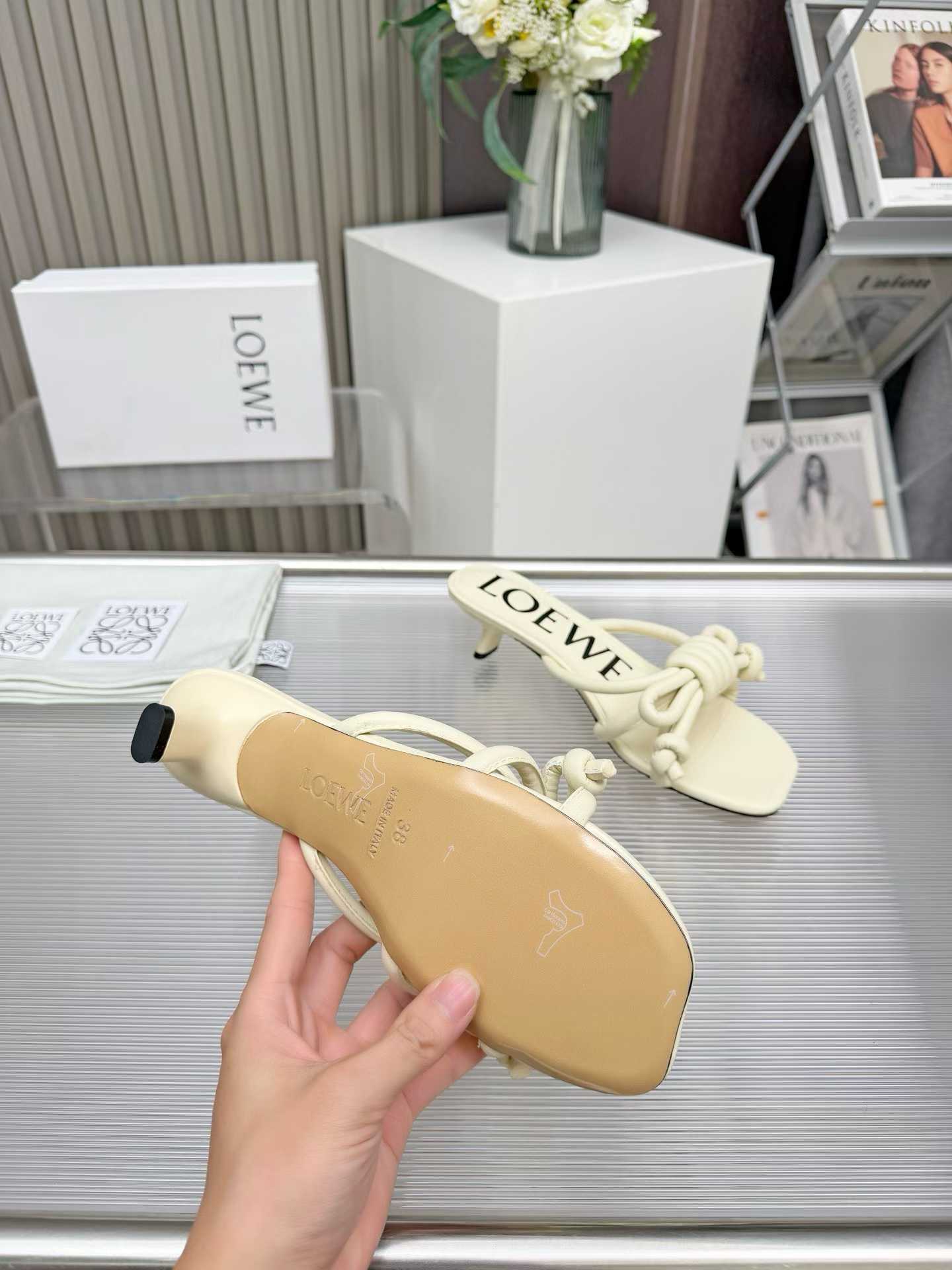 loewe beige leather knotted heel sandals loewe beige leather knotted heel sandals