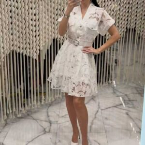 zimmermann short sleeve lace shirt dress