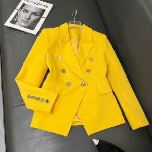 balmain yellow double breasted blazer