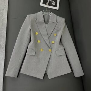 balmain classic gray double breasted blazer