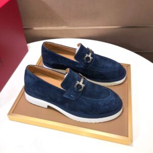 salvatore ferragamo gancini plaque suede loafers