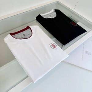 brunello cucinelli cotton jersey logo t shirts