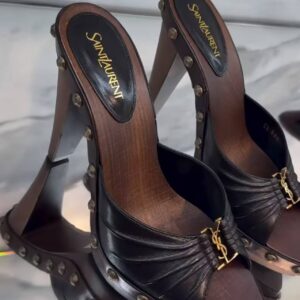 saint laurent babylone leather platform mules