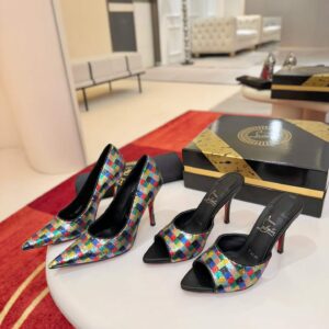 christian louboutin miss z arlequin pumps & 80mm mule sandals